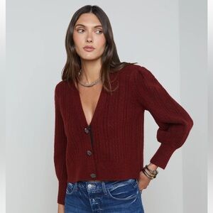 L'Agence Tellula Cable-Knit Cropped Cardigan